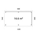 Kiosque de jardin en bois brut 17,64m² Lenna - madriers 28mm - Palmako