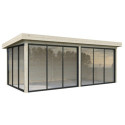 Pavillon de jardin en bois brut 17,64m² Lenna - madriers 28mm - baies vitrées - Palmako