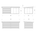 Pavillon de jardin en bois brut 17,64m² Lenna - madriers 28mm - terrasse et baies vitrées - Palmako