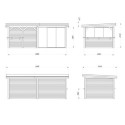 Pavillon de jardin en bois brut 17,64m² Lenna - madriers 28mm - terrasse avec comptoir et baies vitrées - Palmako