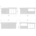 Pavillon de jardin en bois brut 34,6m² Lenna - madriers 28mm - terrasse 17,64m² avec comptoir - Palmako