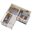 Pavillon de jardin en bois brut 34,6m² Lenna - madriers 28mm - terrasse 17,64m² avec comptoir - Palmako