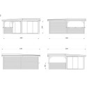 Pavillon de jardin en bois brut 34,6m² Lenna - madriers 28mm - terrasse 9m² avec comptoir - Palmako