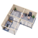 Pavillon de jardin en bois brut 34,6m² Lenna - madriers 28mm - terrasse 9m² avec parois à ventelles - Palmako