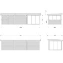 Pavillon de jardin en bois brut 876x300cm Lenna - madriers 28mm - terrasse 17,64m² avec comptoir - Palmako