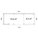 Pavillon de jardin en bois brut 876x300cm Lenna - madriers 28mm - terrasse 17,64m² avec comptoir - Palmako