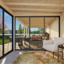 Pavillon de jardin en bois brut 876x300cm Lenna - madriers 28mm - terrasse 17,64m² avec comptoir - Palmako