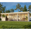 Pavillon de jardin en bois brut 876x300cm Lenna - madriers 28mm - terrasse 9m² avec comptoir - Palmako