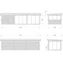 Pavillon de jardin en bois brut 876x300cm Lenna - madriers 28mm - terrasse 9m² avec comptoir - Palmako
