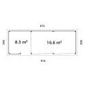 Pavillon de jardin en bois brut 876x300cm Lenna - madriers 28mm - terrasse 9m² avec comptoir - Palmako
