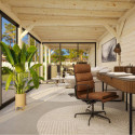 Pavillon de jardin en bois brut 876x300cm Lenna - madriers 28mm - terrasse 9m² avec comptoir - Palmako