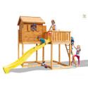 Cabane pour enfants en bois séché lasuré - toboggan jaune MY SIDE - FUNGOO