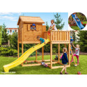 Cabane pour enfants en bois séché lasuré - toboggan bleu MY SIDE - FUNGOO