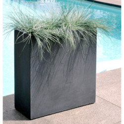 Bac à plantes en fibre de terre 60x25xH.72cm gris plomb