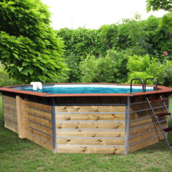 Liner bleu pour piscine octogonale allongée démontable en bois 550x375x129cm ST. LOUIS - Water'Clip