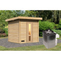 Sauna d’extérieur en bois brut Hytti 2 - 4 places 38mm - poêle 9KW ctrl intégré - KARIBU