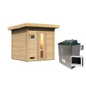 Sauna d’extérieur en bois brut Hytti 2 - 4 places 38mm - poêle 9KW ctrl externe - KARIBU