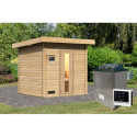 Sauna d’extérieur en bois brut Hytti 2 - 4 places 38mm - poêle 9KW ctrl externe - KARIBU