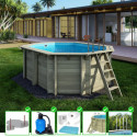 Piscine en bois Nemo 430x300cm - H.131cm - fixations à sceller - Altanka