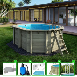 Piscine en bois Nemo 430x300cm - H.131cm - fixations à sceller - Altanka