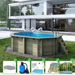 Piscine en bois Nemo 430x300cm - H.118cm - fixations à visser - Altanka