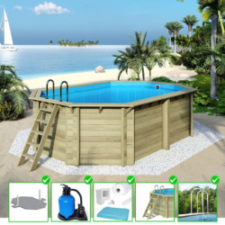 Piscine en bois Nemo 579x349cm - H.145cm - fixations à visser - Altanka