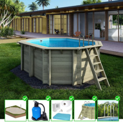 Piscine en bois Nemo 430x300cm - H.131cm - cadre en métal - Altanka