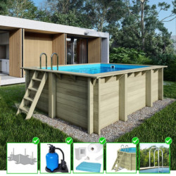 Piscine en bois Aqua 465x285cm - H.124cm - fixations à visser - Altanka