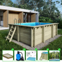 Piscine en bois Aqua 465x285cm - H.124cm - cadre en métal - Altanka