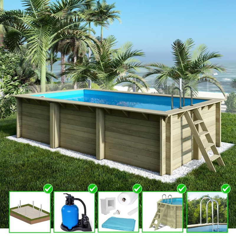 Piscine en bois Aqua 610x285cm - H.131cm - cadre en métal - Altanka
