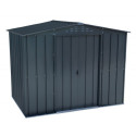 Abri de jardin gris en métal imitation bois 4,75m² sécurisé - Duramax