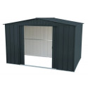 Abri de jardin gris en métal imitation bois 7,75m² sécurisé - Duramax