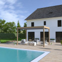 Pergola autoportante en alu col bois avec lames orientable 3x4m Ombrea