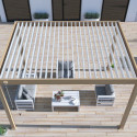 Pergola autoportante en alu col bois avec lames orientable 3x4m Ombrea
