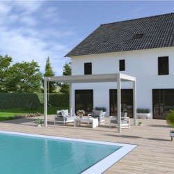 Pergola autoportante en alu gris perle et lames orientable 3x4m Ombrea