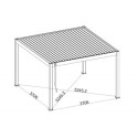 Pergola autoportante en alu gris et lames blanc orientable 4x4m Ombrea