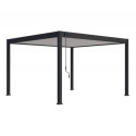 Pergola autoportante en alu gris et lames blanc orientable 4x4m Ombrea