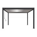 Pergola autoportante en alu gris et lames blanc orientable 4x4m Ombrea