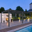 Pergola autoportante en alu gris avec lames orientable 4x6m Ombrea