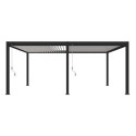 Pergola autoportante en alu gris avec lames blanches 4x6m Ombrea
