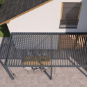 Pergola adossée en alu anthracite avec lames orientable 3x6m Ombrea