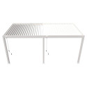 Pergola adossée en alu blanc avec lames orientable 3x6m Ombrea