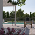 Pergola adossée en alu blanc avec lames orientable 3x6m Ombrea