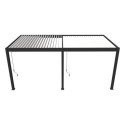 Pergola adossée en alu anthracite avec lames blanches 3x6m Ombrea