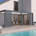 Pergola adossée en alu anthracite avec lames blanches 3x6m Ombrea
