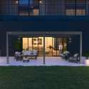 Pergola adossée en alu anthracite avec lames orientable 4x6m Ombrea