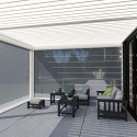 Pergola adossée en alu blanc avec lames orientable 4x6m Ombrea