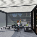 Pergola adossée en alu anthracite avec lames blanches 4x6m Ombrea