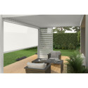 Pergola adossée en alu blanc avec lames 3x4m et store 4m blanc Ombrea