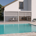 Pergola adossée en alu blanc avec lames orientables 3x6m Ombrea + 2 stores
